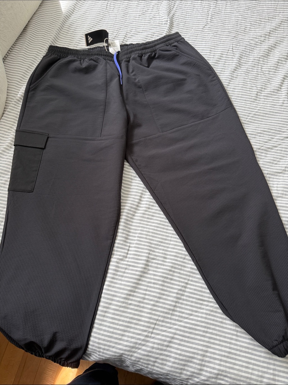 Womens Black Cargo Track Pants with Elastic Waist